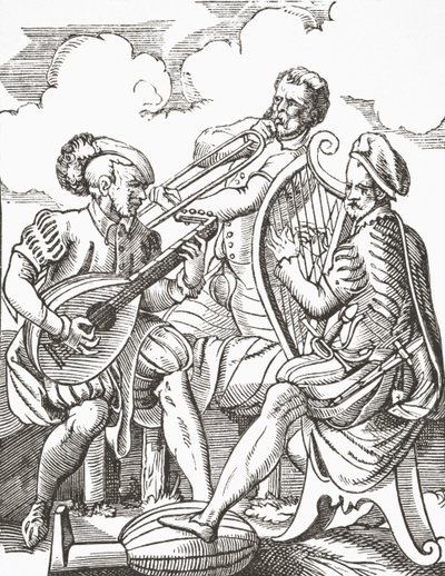 German Musicians Playing the Lute and the Guitar by English School